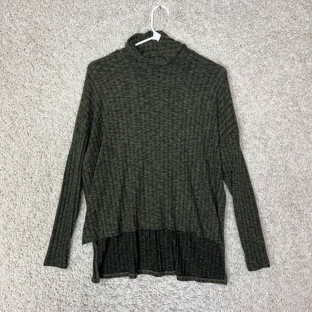American Eagle Sweater Womens XS Green Mock Neck Oversized High Low Comfort